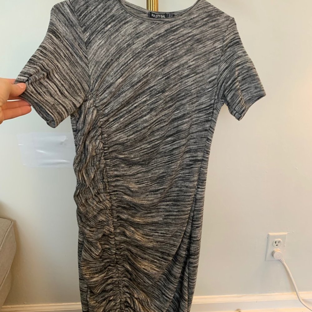 heather gray ruched dress